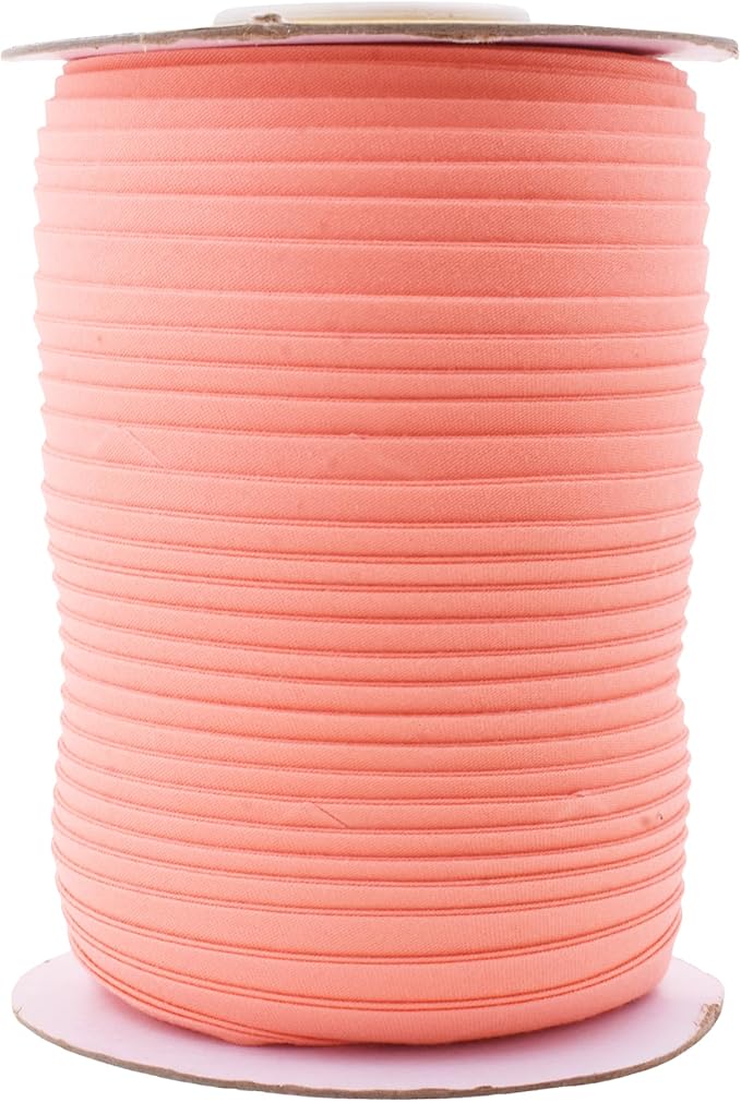 Mandala Crafts 55 Yards 1/2 Inch Salmon Double Fold Bias Tape for Sewing - Bias Binding Tape for Quilting Binding, Hemming, Seam, and Fabric Piping