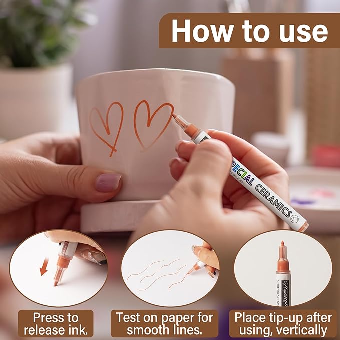 Underglaze Pen for Ceramics, Underglaze Marker for Pottery Glaze, Pottery Pen, Porcelain, and DIY Ceramic Decorating-Red（Classic Hard Tip-1PK）