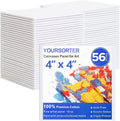 Mini Canvas for Painting 4x4 inch, 56 Pack Bulk Small Painting Canvases for Novices & Artists, Gesso Primed Acid-Free 100% Cotton, Blank Canvas Boards Panels for Oil, Watercolor, Acrylic