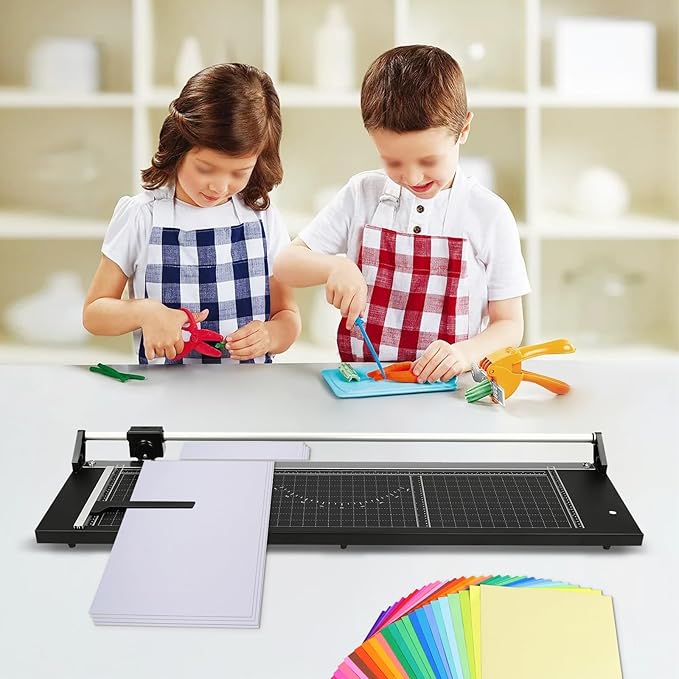 36" Rotary Paper Trimmer, Manual Precision Paper Cutter Sharp Photo Paper Rolling Cutter with 3 Sarp Blades for Photo Paper, Office Paper, Artistic Cardstock