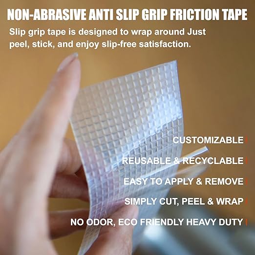 Non-Abrasive Grip Tape Roll, 3In x 60ft, Customizable Sliding Duty Tape, Portable Multi-Purpose Grip Tape, Tear, Peel & Slip, for Gadgets and Gear From Slipping, Sliding Or Shifting More (Clear)