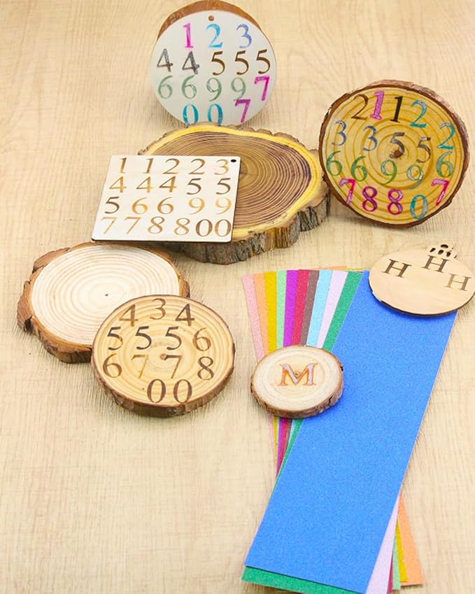 5/8" 10Pcs Wood Burning Letter Kit, Wood Burning Numbers for Wood Branding Leather Crafting, DIY Gifts for Christmas Wedding Birthday Beginners, with 80W Electric Branding Iron (Brass Numbers 0-9)