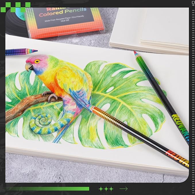 Valentines Day Gifts for Kids, Rainbow Colored Pencils for Kids, Art Supplies for Coloring, Drawing, Shading, 12 Count