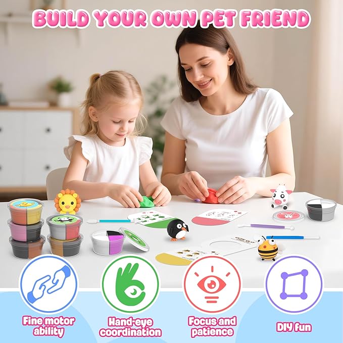 Air Dry Clay Kit for Kids, Modeling Clay for Kids, DIY Model Magic Clay Non-Sticky Soft & Ultra Light with Sculpting Tools, Birthday Christmas Gift for Boys Girls Ages 3 4 5 6 7 8+