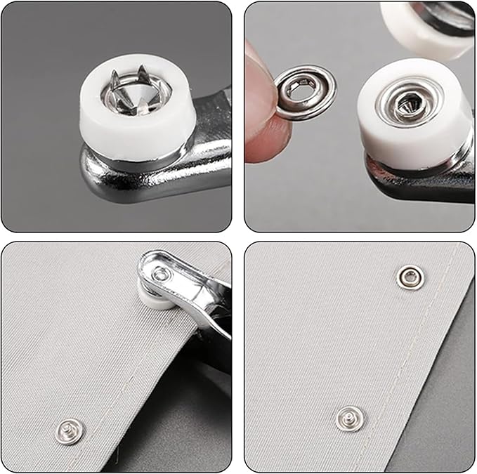 Sewing Kit with 100PCS Metal Buttons – Manual Pliers Tool Included, 9.5mm Snap Button Kit with Fastener Tool, Easy to Use, for DIY Crafts Sewing Fabric Clothes Bag Jean (Silver)