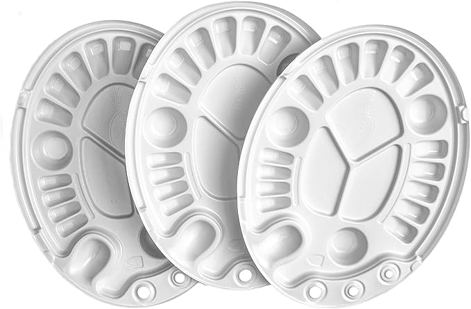 rPALETTE by Green Ellipse- 3 Pack - Environmentally Sustainable Made from Recycled Plastic - Paint Palette - Art Palette with Brush Holder Feature - Large Size 11 X 8 3/4 in,White,rPALETTE-1
