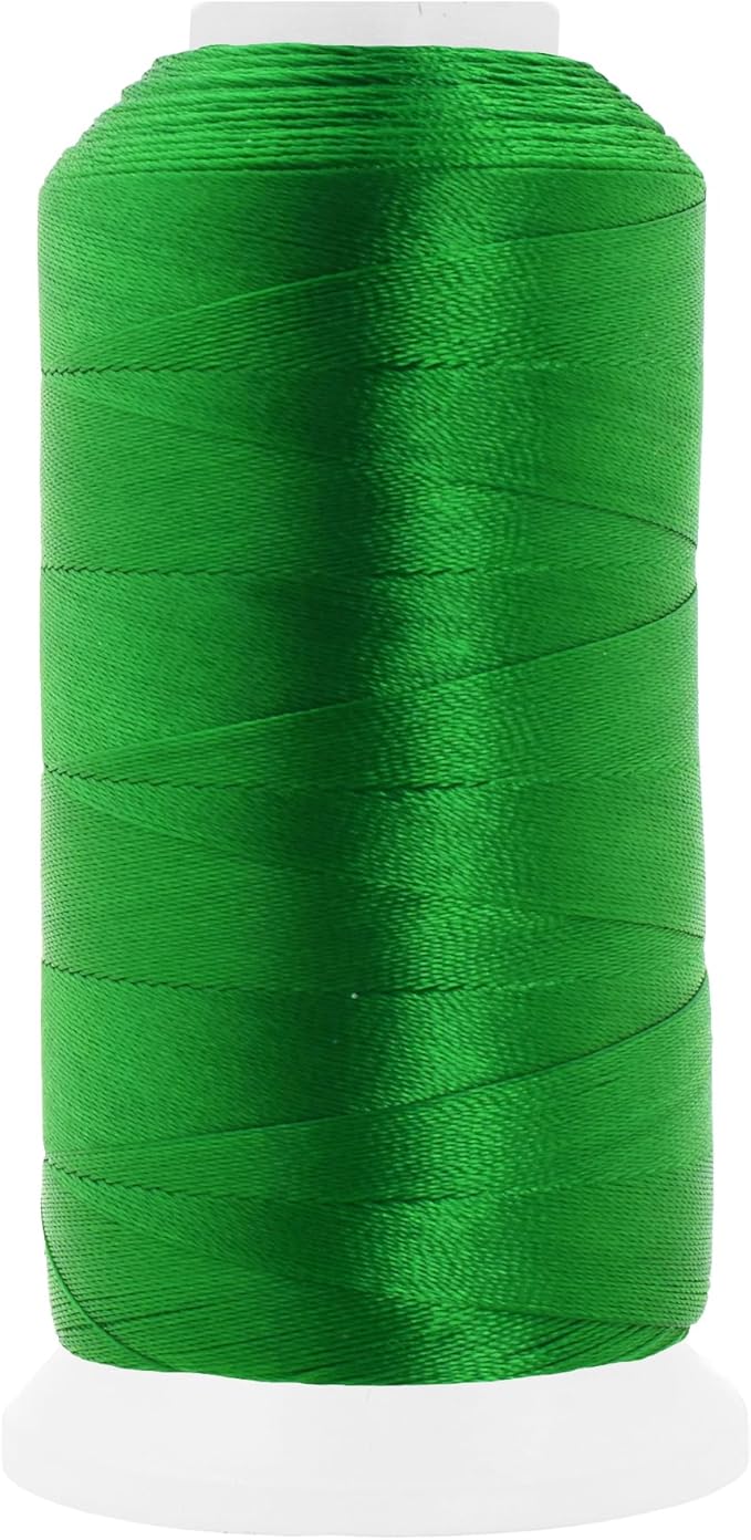 Mandala Crafts Green Heavy Duty Thread - 1500 Yds Tex 90 Bonded Polyester Threads for Sewing Drapery, Jeans, Leather, Hair, Outdoor Marine Upholstery