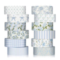 12 Rolls Watercolor Floral Washi Tape Set 15 mm Vintage Flower Decorative Masking Tape for Arts DIY Craft Scrapbook Envelope Party Supplies Gift Wrapping (Dusty Blue,Rose and Hyacinth)