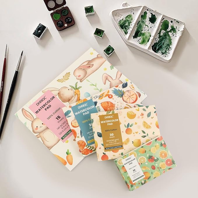 Watercolor Paper Pad, 30 Sheets, A5 (8.3 x 5.8"), 100% Cotton Paper, Glue Bound, 140LB/300GSM Cold Pressed Water Color Paper for Watercolor Drawing, Mixed Media, Art Journaling (8.3 x 5.8 Inch)