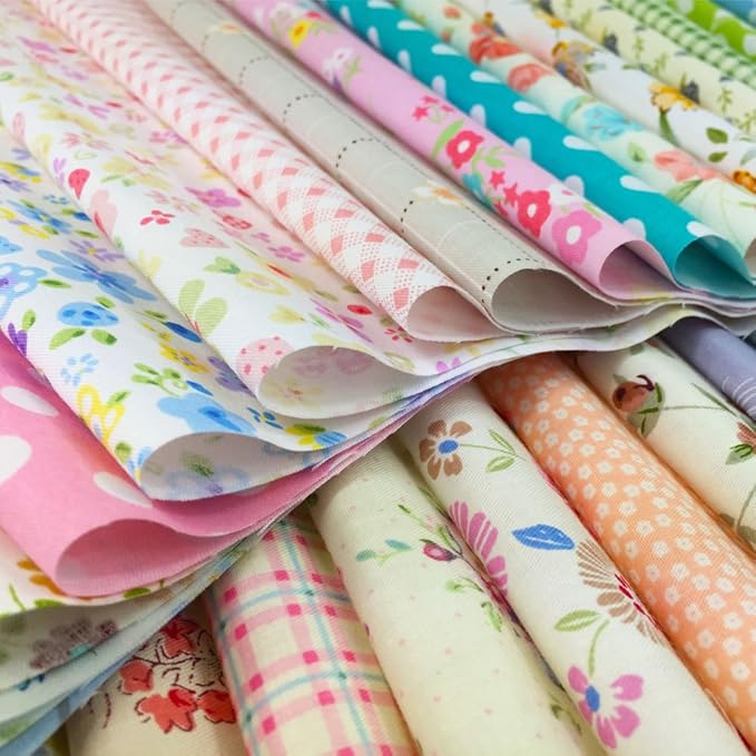 flic-flac Quilting Fabric Squares 100% Cotton Precut Quilt Sewing Floral Fabrics for Craft DIY (10 x 10 inches, 30pcs)