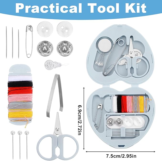 Tyqour Small Mini Sewing Kit Travel for Adults, Small Sewing Kit Travel Size Portable Tiny Thread Needle Repair Kits for Women Wedding Starter Mom Traveling Beginner Traveler Hotel