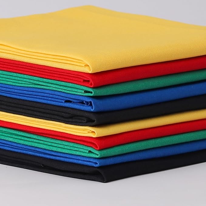 10 Pieces 18 x 21 Inches Cotton Fabric Precut Quilting Fabric Bundles Solid Colors Layer Cakes Quilt Material for DIY Craft Sewing Embroidery (Black+Green+Red+Yellow+Blue)