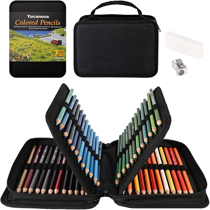 72 Colored Pencils for Adult Coloring Books, Perfect for Coloring, Oil-Based Cores Pencils Set with Zipper Case, Eraser and Sharpener Coloring Pencils for Adults, Beginners,Artists