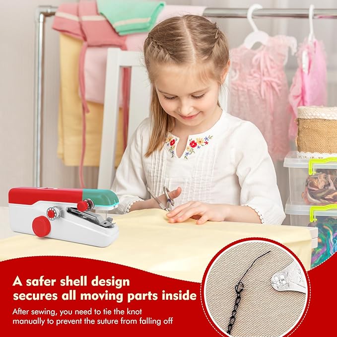 Handheld Sewing Machine, Mini Portable Sewing Machine for Beginners, Electric Fast Stitching, DIY Fabric Clothes Repair Kit, Home Travel Mending Machine with Accessories