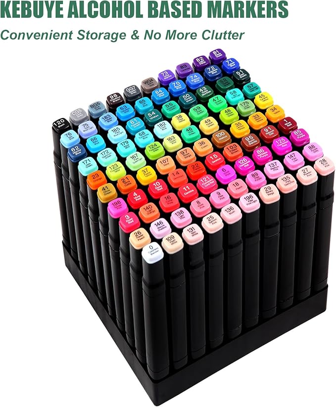 100 Colors Alcohol Markers Set, Dual Tips Blender Art Markers for Drawing Sketching Coloring Artist Pens and Underlining, Professional Permanent Sketch Markers for Kids Adult Coloring