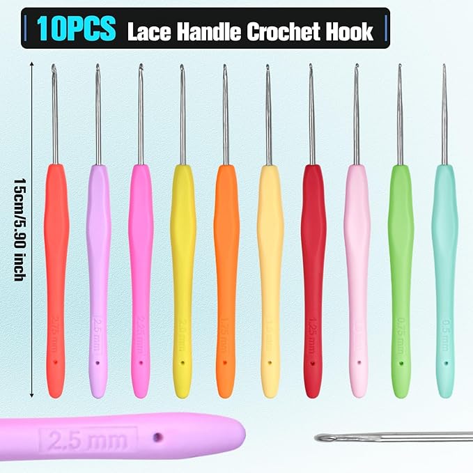 SPEEDWOX 50PCS Crochet Hooks Kit with Storage Case Ergonomic Crochet Needles Weave Yarn Kits DIY Hand Knitting Art Tools 0.5mm-2.75mm Ergonomic Soft Handle Crochet Hook Needles Set