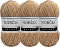Soft Velvet Yarn Chenille Yarn for Crocheting Super Bulky 3x100g (3x75 yds) Baby Blanket Yarn for Knitting Amigurumi Yarn for Crochet Weaving Craft (Camel, 3 Skeins)