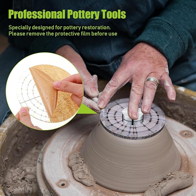 Wonderjune 5 Pcs Ceramic Pottery Trimming Spinner Tools Set 4.72 in/3.54 in Rotary Disc Pottery Wheel Trimmer Tool Clay Tools with 3 Size Metal Pottery Throwing Wheel for Pottery Clay Artist