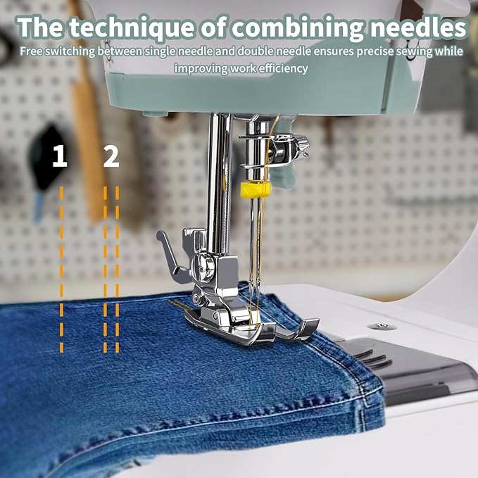 Mini Sewing Machine for Beginners, 12 Built-In Stitches, 2 Speed, Basic Sewing Kit Included，Multifunctional Portable Sewing with Foot Pedal, Light, Perfect for Home Use