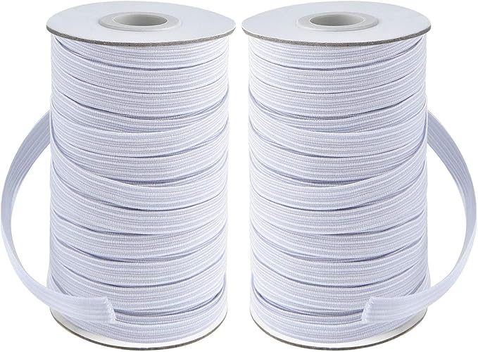 Coopay 80 Yards Length 1/4" Width Elastic Bands Flat Elastic Cord Rope Heavy Stretch Spool Knit for Sewing DIY Projects, Arts & Crafts, 2 Rolls, 40 Yards/Roll (White, 1/4 Inch)