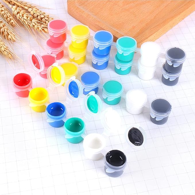 Aulufft 180 Pcs Mini Acrylic Paint Set,15 Pack Acrylic Paint Strips with 30 pcs Paint Brushes and 15 pcs Palettes,12 Colors Kids Paint Set Container Strips Storage for Painting Artistic Crafts