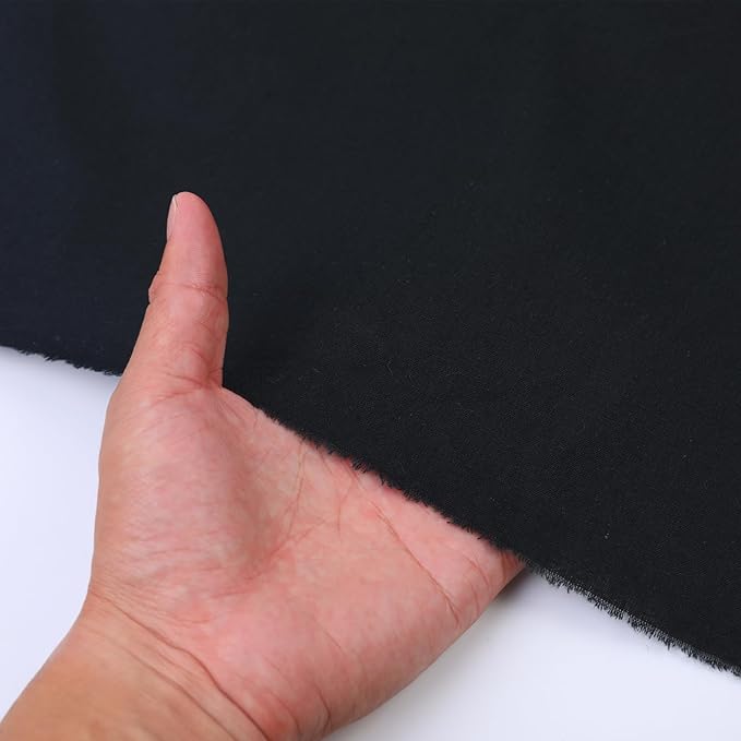 Cotton Fabric Natural Cotton Poplin Fabric by The Yard 100% Cotton, 59 Inches Wide Soft Embroidery Fabric Material for Quilting, Sewing, Crafts, Binding, Backing and Lining (Black, 3 Yard)