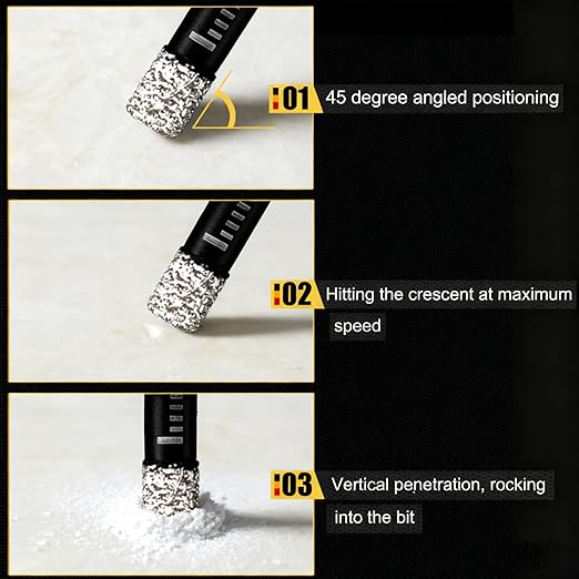 10 Piece Premium Diamond Bit Set - Multi-Tool for Precision Drilling Porcelain, Ceramic, Glass, Marble (Black, 10 Pcs)