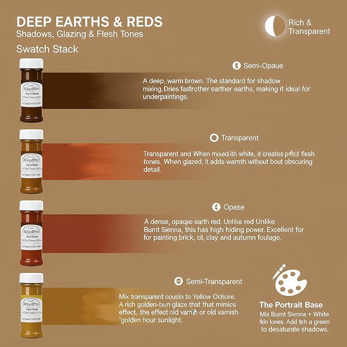 Hansa Yellow, Ochre, Sienna, Umber Pigment Set for Oil Paint, Watercolor, Acrylic, Epoxy Resin, Encaustic, Concrete, Dry Powder Artist Grade, 4.5 Fl Oz (Pack of 8)