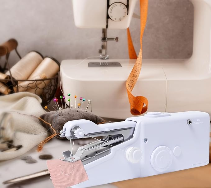 ALIBBON Handheld Sewing Machine for Beginners Portable Electric Mini Sewing Machine with Accessory Kit Small Hand Stitching Machine for DIY Clothes Home Travel Sewing Kit for Adults (White)