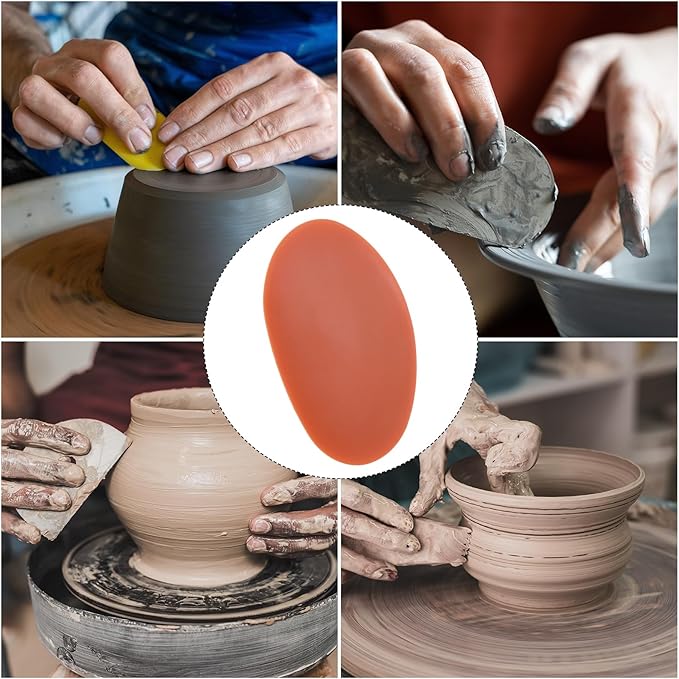HARFINGTON Pottery Ribs 8.8cm x 5.5cm Soft Silicone Rubber Clay Ceramic Sculpting Tools for Finishing Shaping and Smoothing Removing Finger Marks