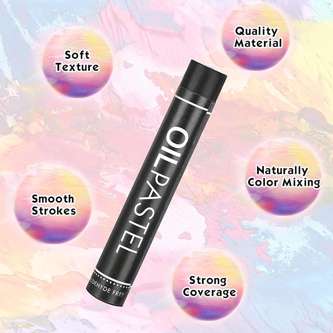 Geyoga 36 Pcs Soft Oil Pastels Bulk Artists Oil Crayons Single Color Creamy Pastels for Art Painting Drawing Blending for Artists(Black, Gray)