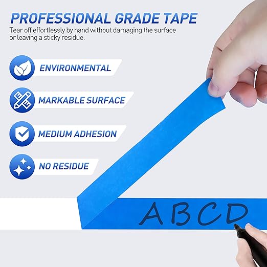 MAXWAVE Blue Painter's Tape, 1 Inch x 55 Yards, 21 Rolls Bulk, Residue-Free Paint Tape, Blue Masking Tape for Walls, Artist Painting Tape