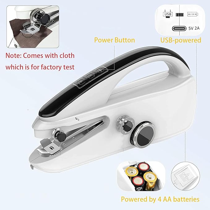 Portable Handheld Sewing Machine for Beginners, Mini Sewing Machine with Dual-Speed & Dual-Power Options, Ideal for Clothes, Fabrics, and DIY Projects