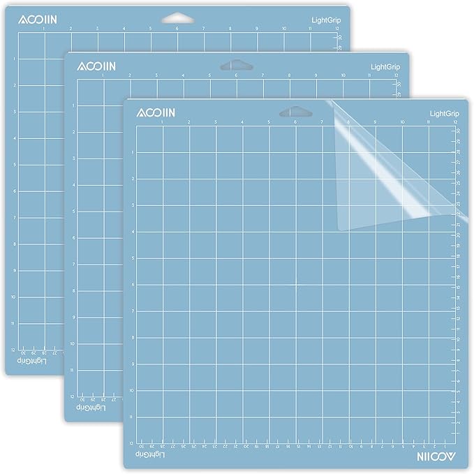 AOOIIN 12 x 12 inch LightGrip Cutting Mat for Cricut Explore One/Air/Air 2/3/4/Maker/Maker 3/Maker 4 Adhesive Non-Slip Cut Mats Replacement Accessories for Cricut, 3 Pack