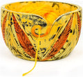 Exquisite Premium Yarn Ball Storage Bowls | Hand Painted Lovely Decor Yet Functional Yarn Dispenser (Small (6 x 3 x 6 Inches), Autumn Yellow)