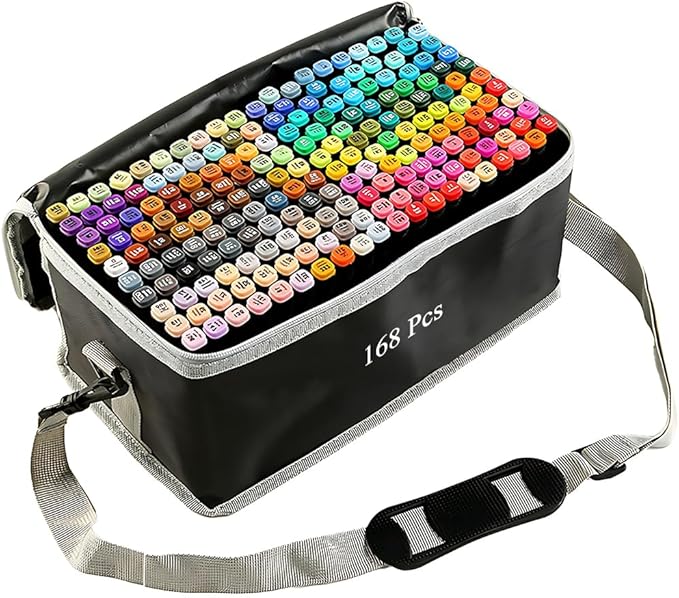 168 Colors Alcohol Markers with Base, Permanent Dual Tip Art Markers for Adults Anime Coloring Sketch Illustrations Pefect for Gift- Refillable