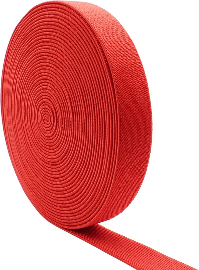 Dortrue 1 Inch 10 Yard Red Sewing Elastic Band Heavy Stretch High Elasticity Elastic Spool for Sewing Pants Waistband, Straps, Craft DIY Projects