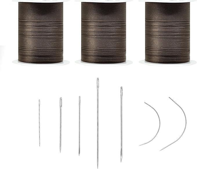 Extra Strong Upholstery Thread Repair Sewing Kit,Polyester Thread for Sewing with 7 Size Sewing Needles for Furniture,Leather&Canvas Stitching,70m/Spool (Coffee)