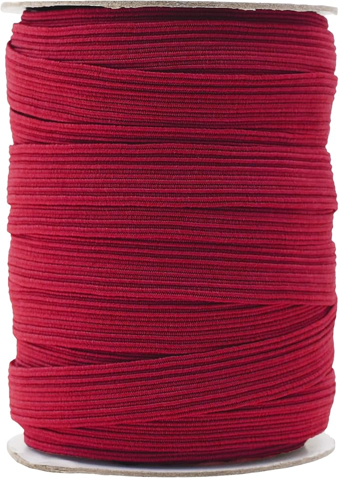 Mandala Crafts 16mm 20 Yds Roll of Burgundy Elastic Bands for Sewing - 5/8 Flat Elastics Cord - 5 8 Inch Braided Stretch Straps for Crafting