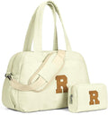 Gift for 12 Year Old Girl-Duffle Bag for Travel, Travel Bags，Monogram Gifts-Initial Overnight Bag with Wet Pocket，Lightweight Weekender Bags Personalized Gym Tote with Makeup Pouch