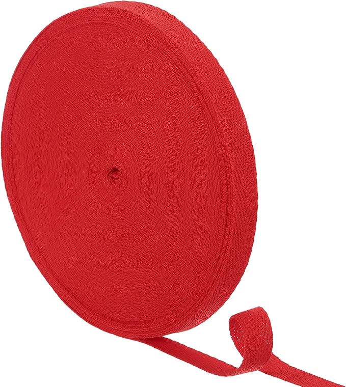 uxcell 23 Yards Cotton Twill Tape, 1/2-inch Herringbone Webbing Ribbon Bias Binding Tapes for Clothes Sewing, DIY Crafting (Bright Red)
