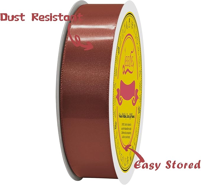 Double Face Rust Satin Ribbon 7/8 inch X 25 Yards Polyester Rust Ribbon for Gift Wrapping Very Suitable for Weddings Party Hair Bow Invitation Decorations and More