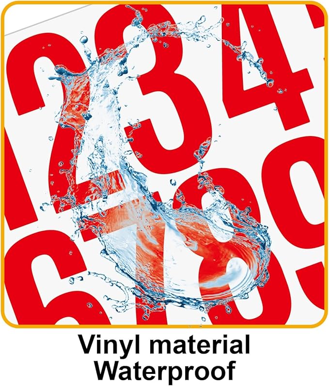 10 Sheets Vinyl Mailbox Number Stickers - Self-Adhesive Address Labels for Cars, House Doors, Windows & Metal Mailboxes (Red, 3 inch)