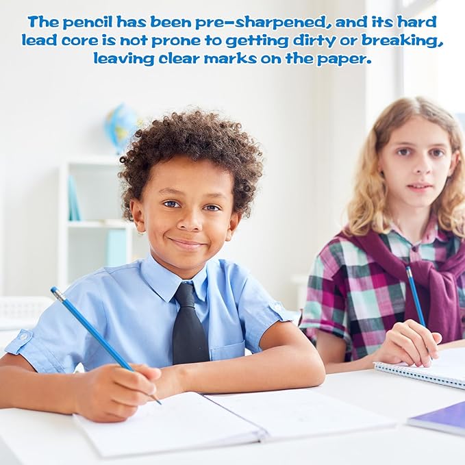 48 PCS Lightblue Checking Pencils Erasable Colored Pencils with Eraser Pre Sharpened Pencil 2 HB - Ideal for Checking, Grading, Tests & Office/School Supplies (Lightblue)