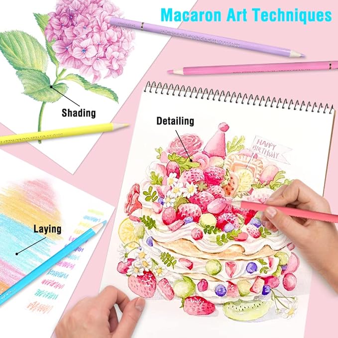 LBW 50 Macaron Pastel Colored Pencils Professional Soft Core for Adults Kids Beginners Sketching Shading