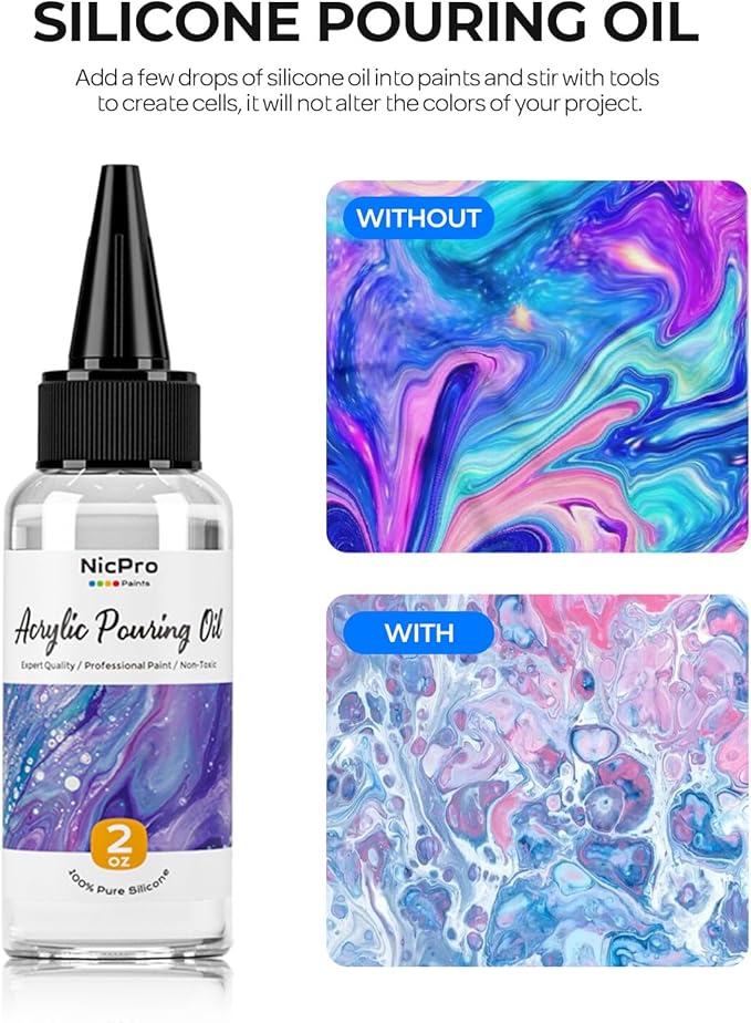 Nicpro 14 Colors Large Bulk Acrylic Pour Paint Set (33.8 oz,1000 ml) Premixed High Flow Art Pouring Paint Supplies Kit with Silicone Pour Oil, Gloves for Beginner Cell Creation Flow DIY, Ready to Pour
