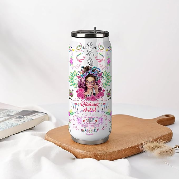Makeup Artist Gifts For Women Cosmetology Stainless Steel Insulated Tumbler With Straw Lid,Makeup Gift For Esthetician,Cosmetician,Graduation Gifts 17 Oz