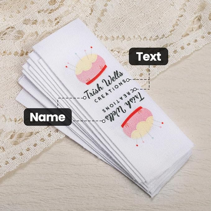 callie Personalized Sewing Label Tags, Custom Fabric Labels for Handmade Items, Crafts, Clothing, Knitting, Crocheting, Quilt, 50 pcs-200 pcs