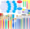 BigOtters Painting Brushes, 45PCS Kids All Purpose Paint Supplies Include Paint Cups with Lids Palette Tray Multi Sizes Brush for Children Gifts School Prizes Art Party