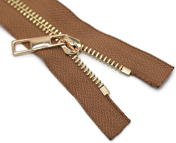 #5 Gold Metal Zipper - 50+ Colors - 3 PCS - (4-14 inches) Sizes - Luxury Lightweight Handcraft Metal Zippers with pulls for Purses Bags Pockets Shoes Sewing & Crafts DIY ZP02457